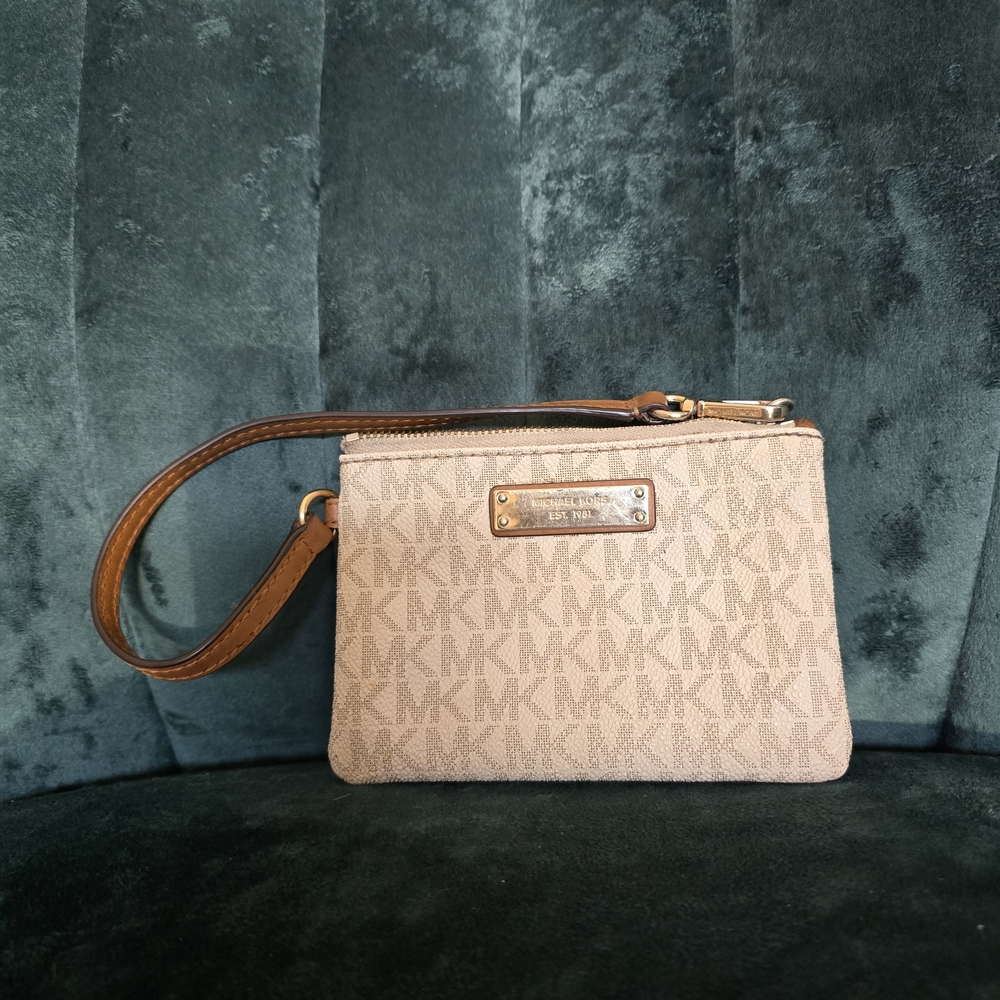 Michael Kors Beige Monogram Wristlet